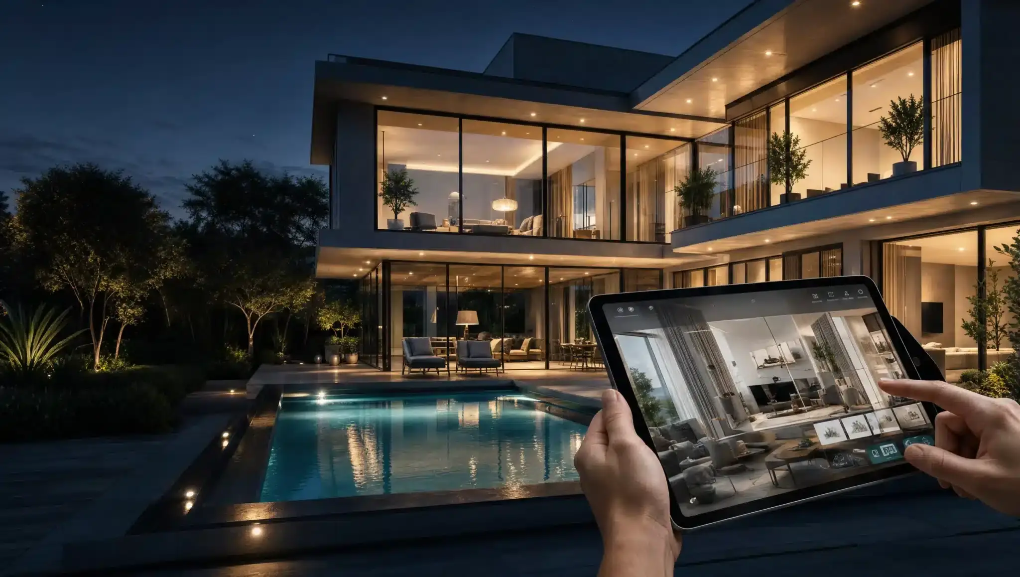 Macchinario industriale con digital twin visualizzato su tablet e informazioni tecniche in realtà aumentata
