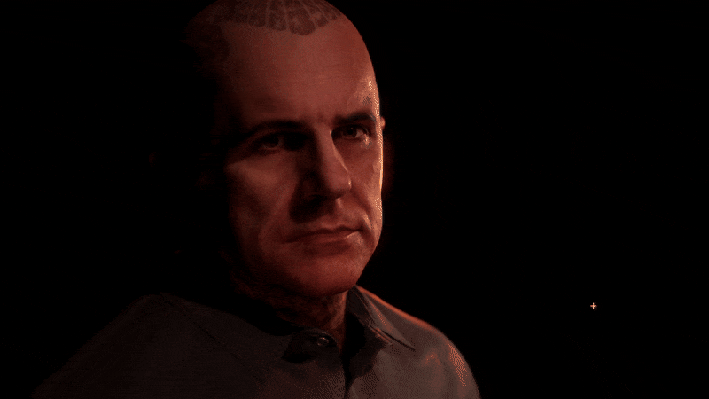 Animazione GIF di un avatar digitale che mostra espressioni facciali coinvolgenti, evidenziando dettagli realistici e capacità emotive avanzate.