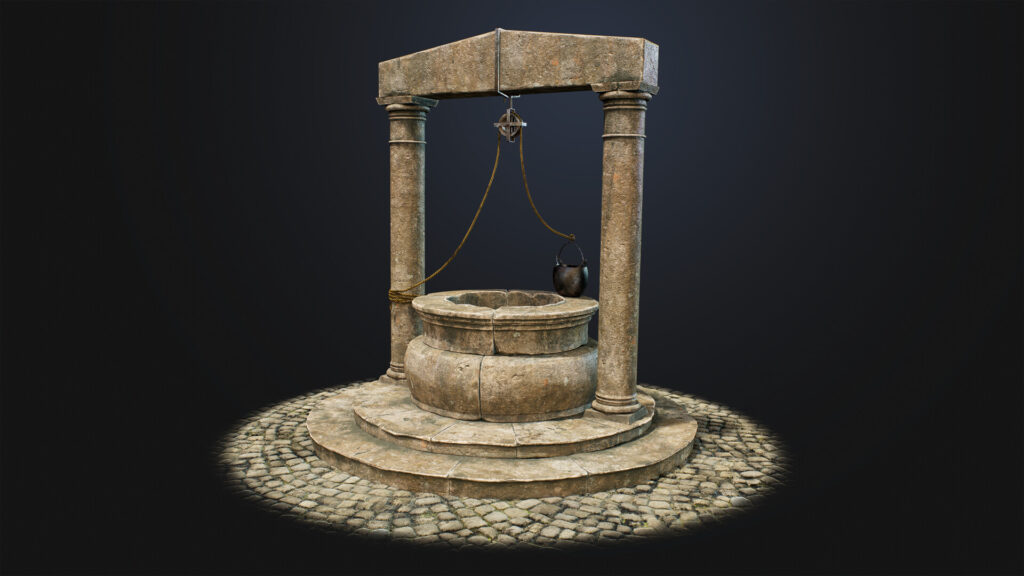 Una immagine di un pozzo medievale realizzato con la tecnica del 3D