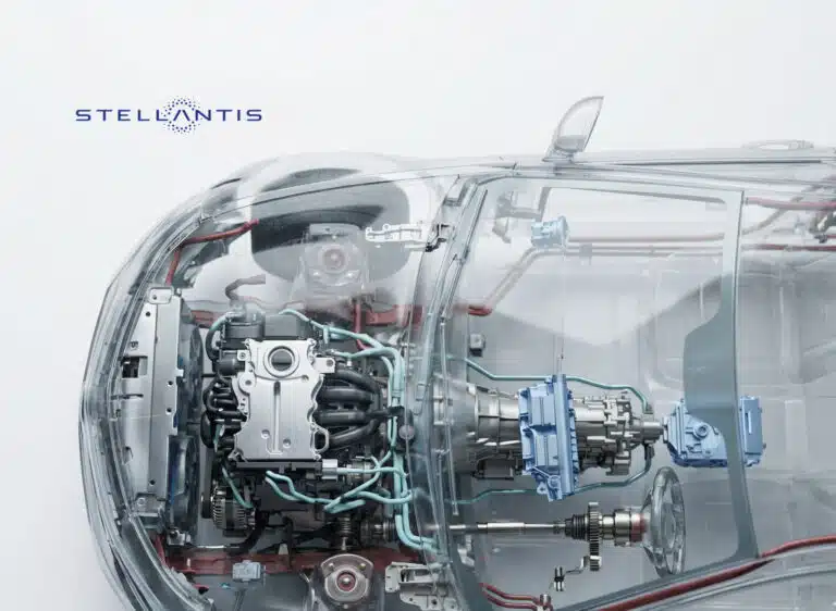 Animazione 3D industriale di componenti automotive realizzata da modelli CAD per il Tech Day Stellantis