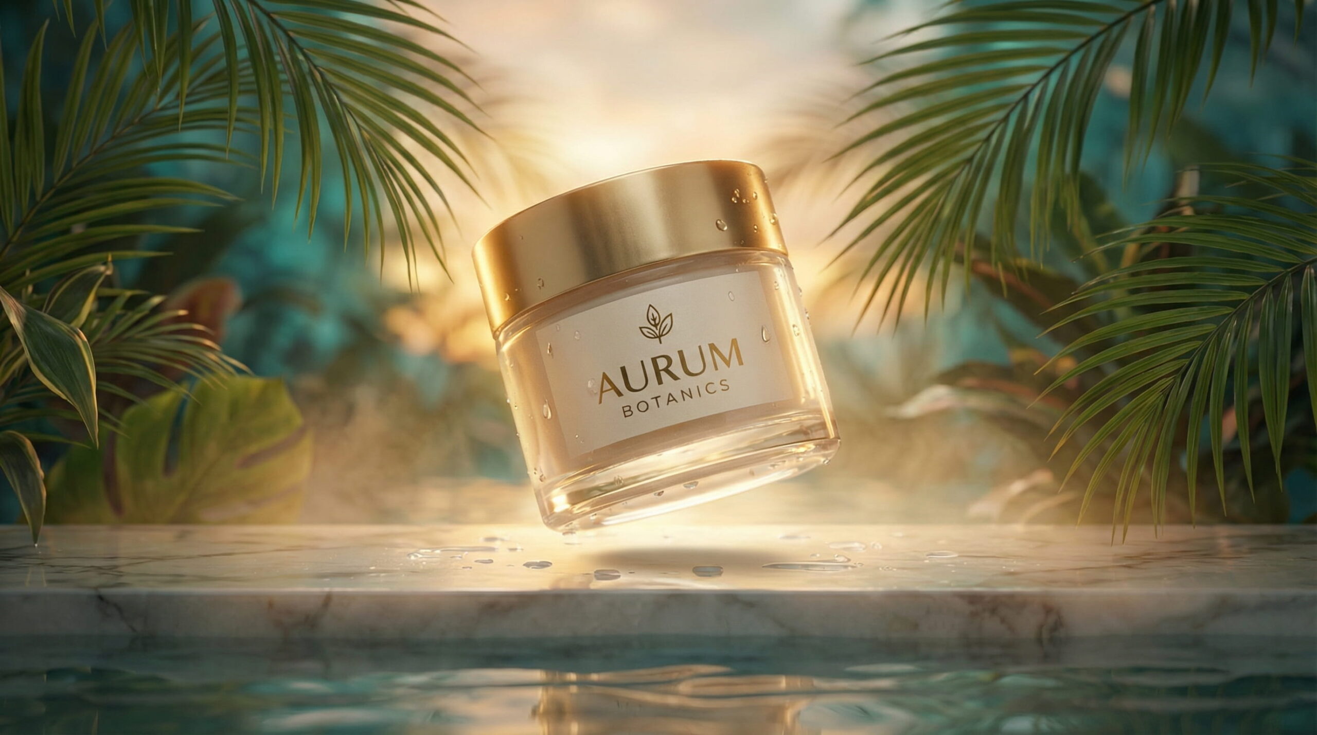 Ai commercial image showing a care product in a jungle environment