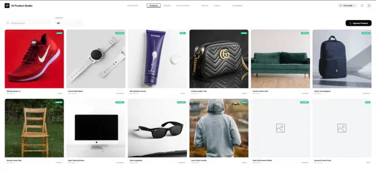 Catalogo prodotti nell’interfaccia di AI Product Studio