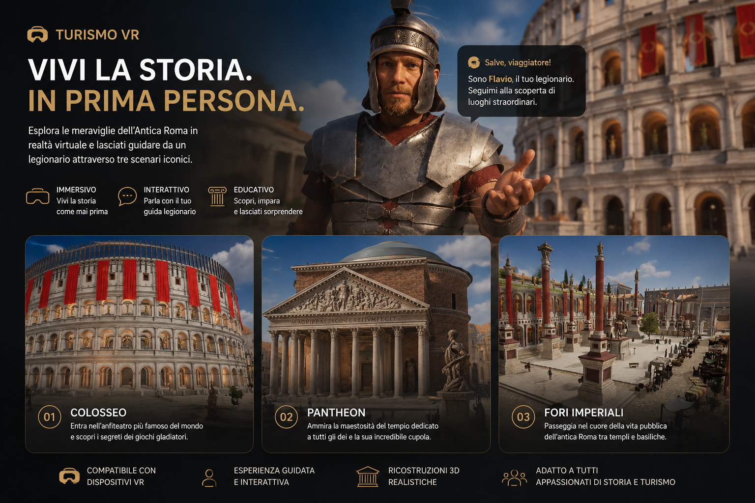 Integrazione di realtà virtuale e intelligenza artificiale per esperienze turistiche di roma