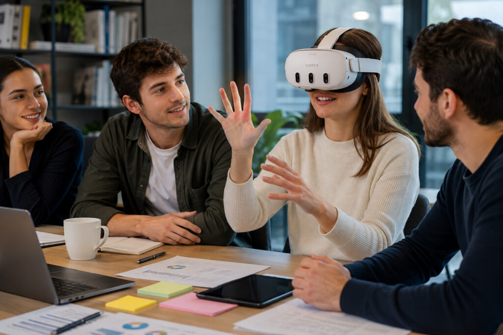 Coinvolgimento gamification Esperienza di apprendimento immersiva in realtà virtuale con interazione e gamification per formazione