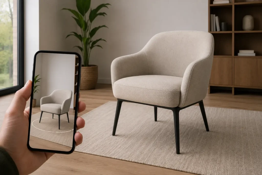 Configuratore 3D AR per la personalizzazione e visualizzazione realistica di prodotti in realtà aumentata.