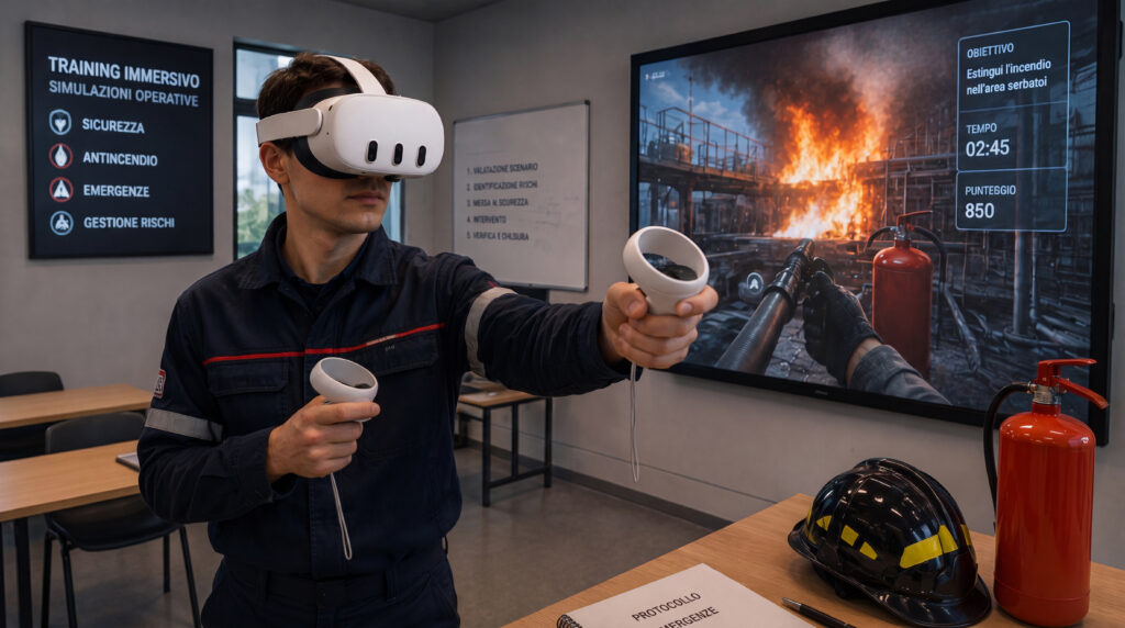 Training immersivo e simulazioni operative Training immersivo in realtà virtuale con simulazioni operative realistiche per sviluppare competenze e capacità decisionali in sicurezza