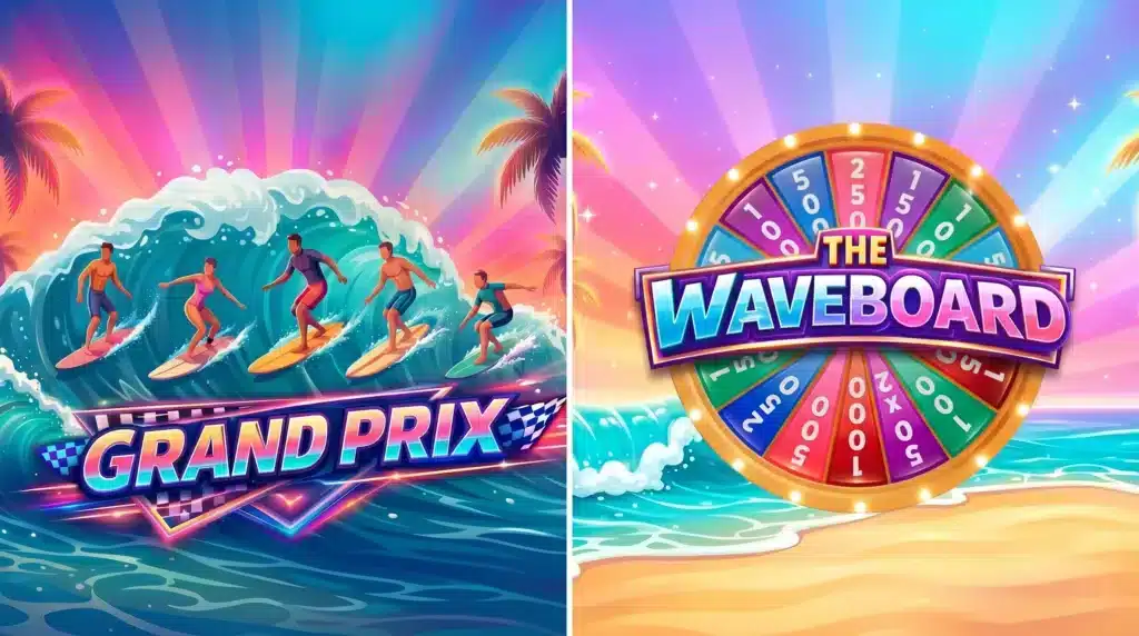 Giochi eventi corporate Loghi Waveboard e Gran Prix per gamification eventi corporate live