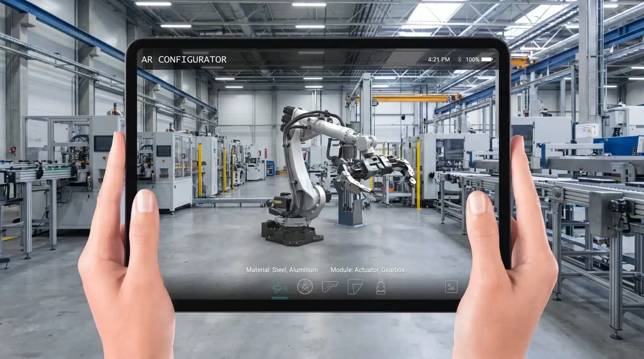 Esempio illustrativo di visualizzazione di un prodotto industriale su tablet.