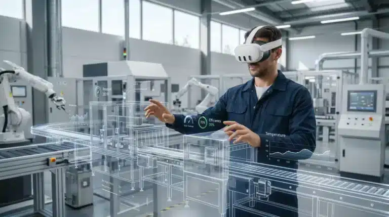 Esperienza di Digital Twin in Realtà Virtuale per l’analisi e la gestione di ambienti digitali interattivi.