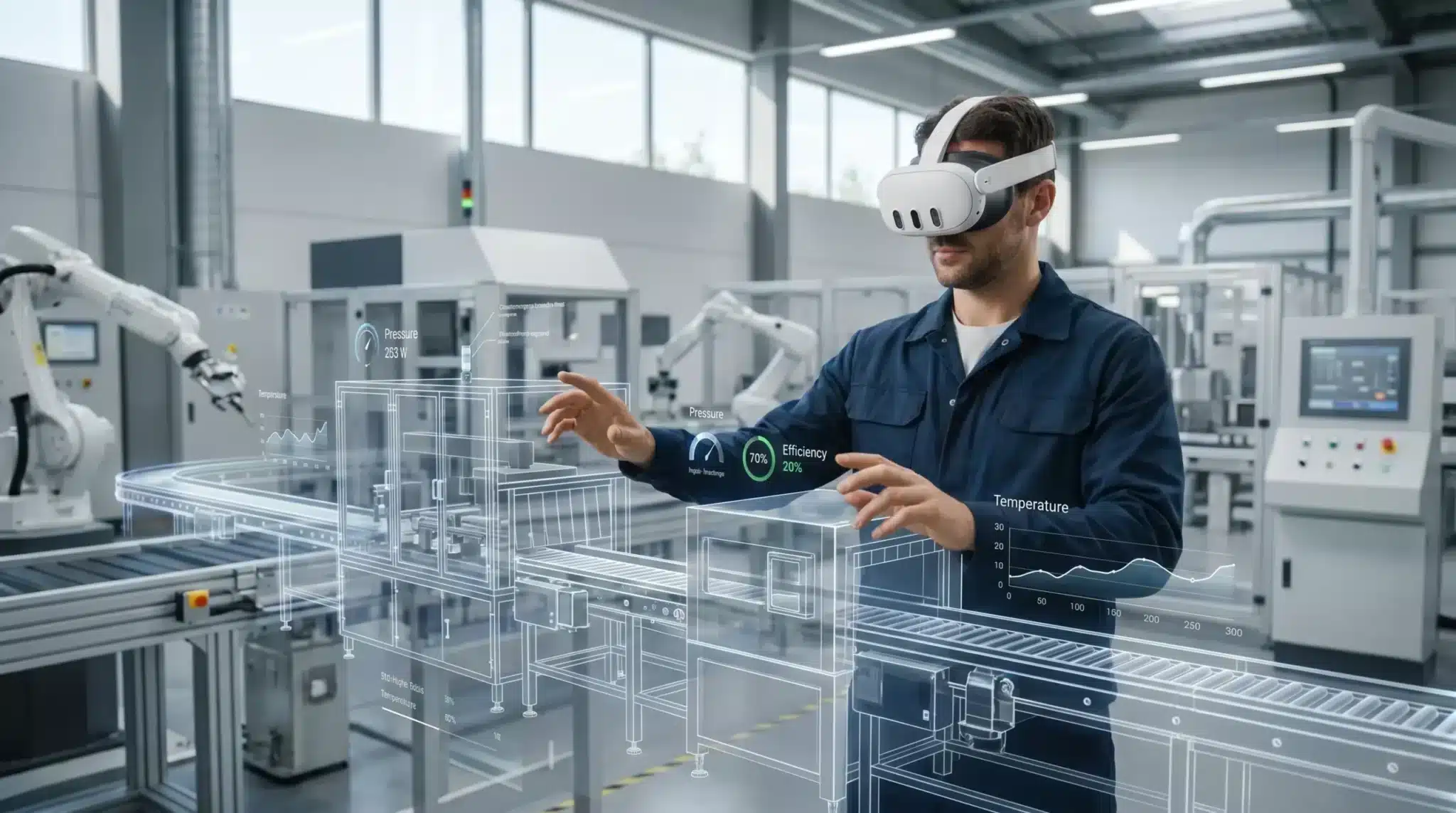Illustration of an immersive experience for exploring a digital environment and its information.