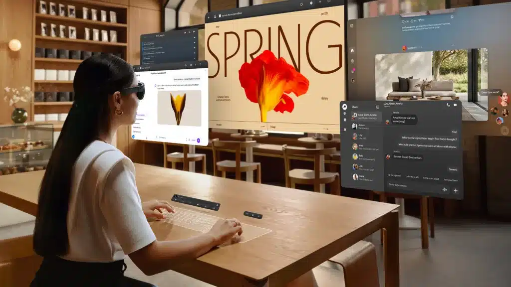 Meta VR Glasses usati come workspace multi-schermo con passthrough