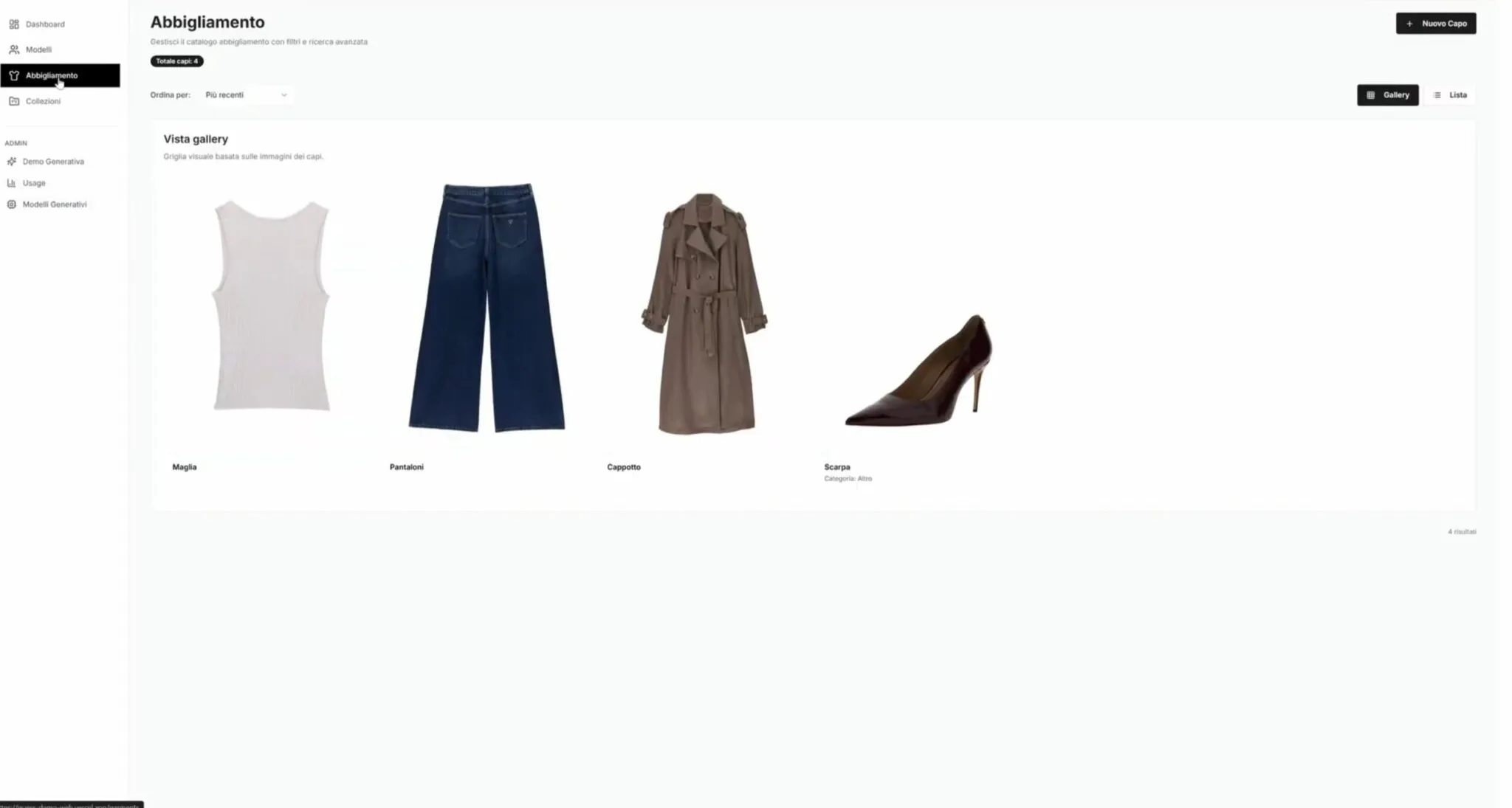 Clothing and accessory catalogue in Fashion Try-On Studio