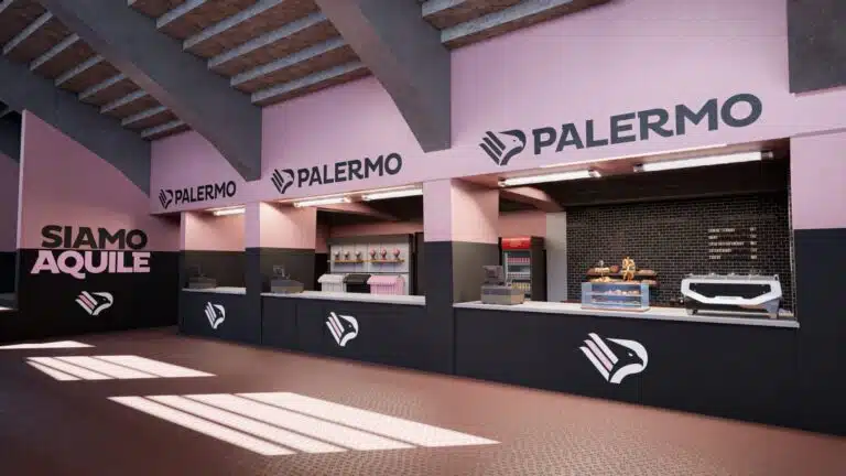 Render of the hospitality interiors at Palermo FC stadium