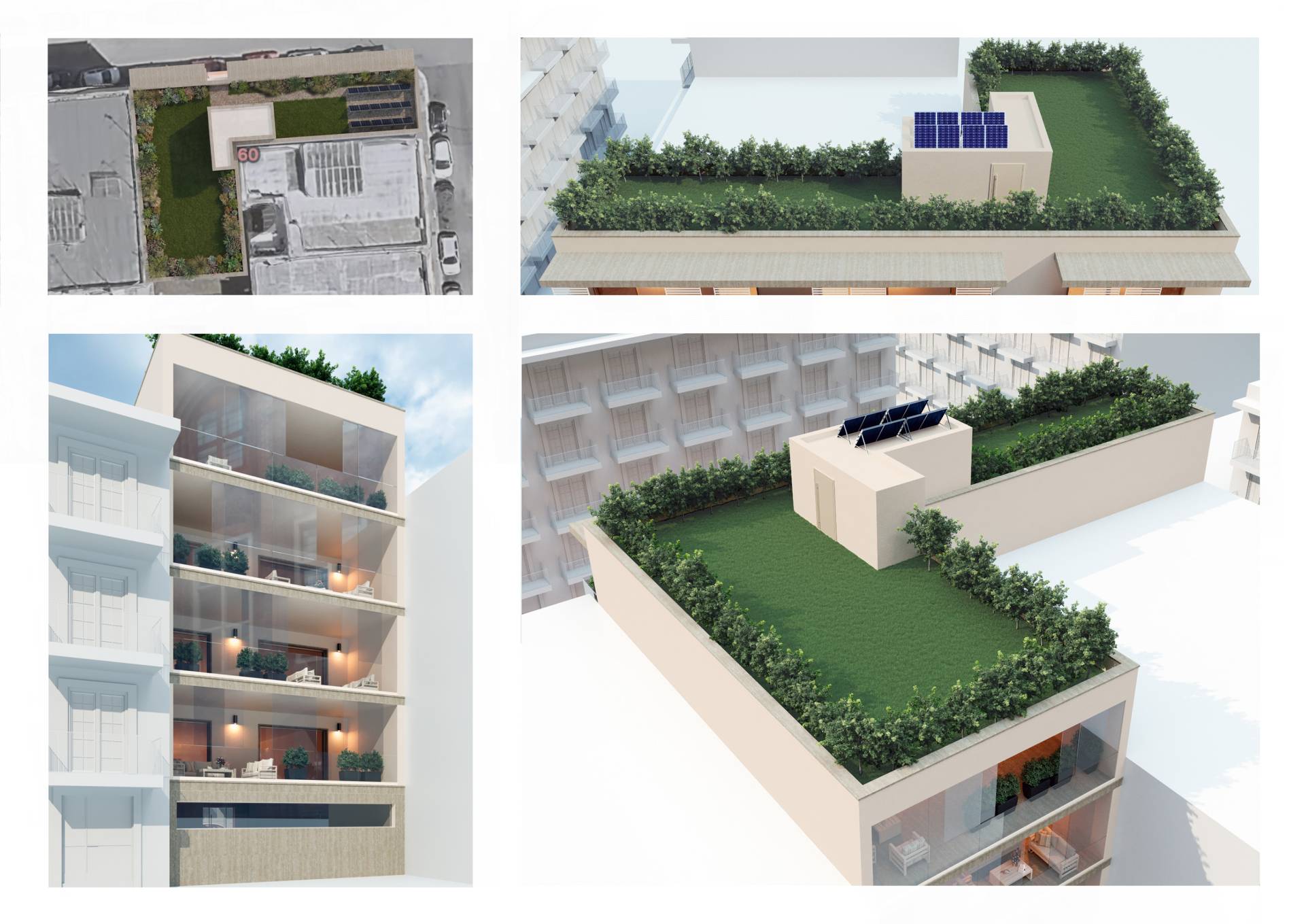 Modellazione 3D tetto giardino e progettazione aree verdi pensili condominiali.
